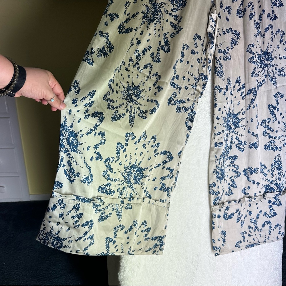 NWOT Intimately Free People Goddess Lounge Wide Leg Pants Pearl Combo Boho Satin - Picture 10 of 12